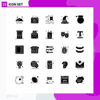 Group of 25 Modern Solid Glyphs Set for bomb wizard pool magic had Editable Vector Design Elements