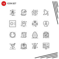 16 Outline concept for Websites Mobile and Apps flower gauge web control bangladesh country Editable Vector Design Elements