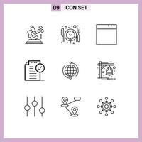 9 Thematic Vector Outlines and Editable Symbols of connection business windows globe notice Editable Vector Design Elements