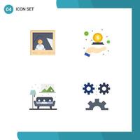 Pack of 4 Modern Flat Icons Signs and Symbols for Web Print Media such as picture home photo hand sofa Editable Vector Design Elements