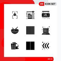 Pack of 9 Modern Solid Glyphs Signs and Symbols for Web Print Media such as noodles parade machine irish drum Editable Vector Design Elements