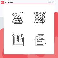 Pictogram Set of 4 Simple Filledline Flat Colors of alpine wheat pine trees food blueprint Editable Vector Design Elements