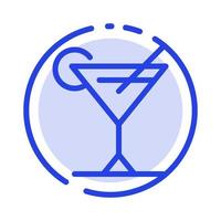Cocktail Juice Lemon Blue Dotted Line Line Icon vector