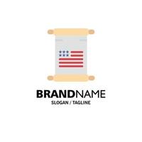 Scroll Text American Usa Business Logo Template Flat Color vector