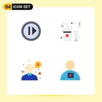 Modern Set of 4 Flat Icons and symbols such as audio help resume bottle question Editable Vector Design Elements