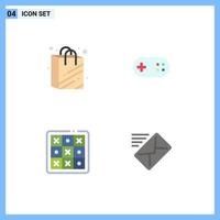 Flat Icon Pack of 4 Universal Symbols of bag tic aid plus game Editable Vector Design Elements