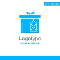 Gift Box Box Surprise Delivery Blue Solid Logo Template Place for Tagline vector