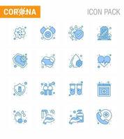 Coronavirus Prevention Set Icons 16 Blue icon such as death coffin disease staying coronavirus viral coronavirus 2019nov disease Vector Design Elements