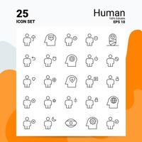 25 Human Icon Set 100 Editable EPS 10 Files Business Logo Concept Ideas Line icon design vector