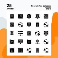 25 Network And Database Icon Set 100 Editable EPS 10 Files Business Logo Concept Ideas Solid Glyph icon design vector