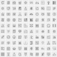 paquete de 100 iconos de líneas universales para móviles y web vector