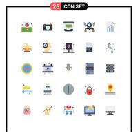 Modern Set of 25 Flat Colors and symbols such as file share communication setting gear Editable Vector Design Elements