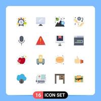 Group of 16 Flat Colors Signs and Symbols for setup gear imac mission graph Editable Pack of Creative Vector Design Elements