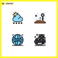 4 iconos creativos signos y símbolos modernos de previsión web tiempo juego diseño web elementos de diseño vectorial editables vector