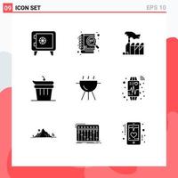 Set of 9 Modern UI Icons Symbols Signs for bbq kitchen despotism food and Editable Vector Design Elements