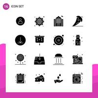 Glyph Icon set Pack of 16 Solid Icons isolated on White Background for responsive Website Design Print and Mobile Applications Creative Black Icon vector background