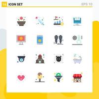 16 Universal Flat Colors Set for Web and Mobile Applications book computer fund file trade Editable Pack of Creative Vector Design Elements