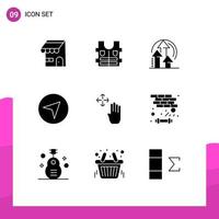 9 iconos creativos signos y símbolos modernos de método de cursor de mano de retención mapa de mano elementos de diseño vectorial editables vector