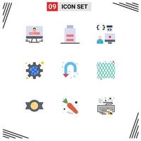 Flat Color Pack of 9 Universal Symbols of arrow public app global programmer Editable Vector Design Elements