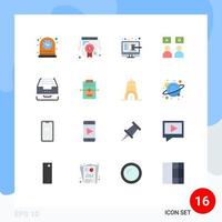 Modern Set of 16 Flat Colors Pictograph of archive online online education shop Editable Pack of Creative Vector Design Elements