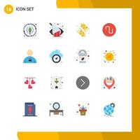 Pictogram Set of 16 Simple Flat Colors of padlock body food avatar square Editable Pack of Creative Vector Design Elements