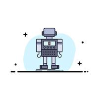 autonomous machine robot robotic technology Flat Color Icon Vector