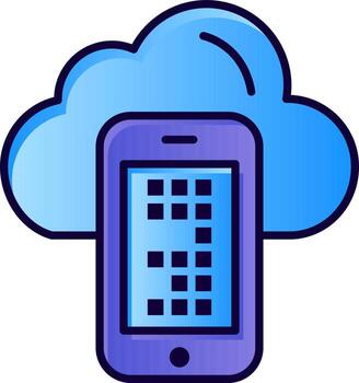 Cloud Computing Mobile Cell  Flat Color Icon Vector icon banner Template
