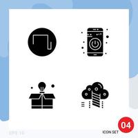 Group of 4 Modern Solid Glyphs Set for sound box app turn on cloud Editable Vector Design Elements