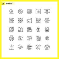 Pack of 25 creative Lines of atom office laptop medical computer Editable Vector Design Elements