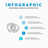 Eye Find Look Looking Search See View Line icon with 5 steps presentation infographics Background vector