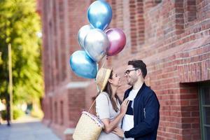 Adult happy tourists sightseeing Gdansk Poland in summer photo