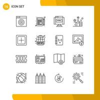 Pictogram Set of 16 Simple Outlines of new create find add hand Editable Vector Design Elements