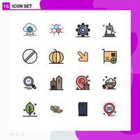 Universal Icon Symbols Group of 16 Modern Flat Color Filled Lines of lantern candle wax engine candle search Editable Creative Vector Design Elements