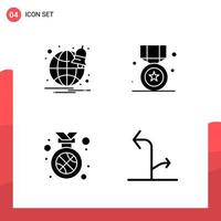 Pack of 4 Universal Glyph Icons for Print Media on White Background Creative Black Icon vector background