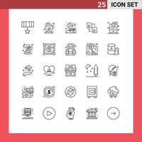 Mobile Interface Line Set of 25 Pictograms of cigar share accountant file female Editable Vector Design Elements