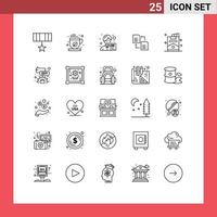 Mobile Interface Line Set of 25 Pictograms of cigar share accountant file female Editable Vector Design Elements