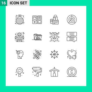 Outline Pack of 16 Universal Symbols of logistic delivery banking analysis secure Editable Vector Design Elements