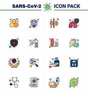 16 Flat Color Filled Line Coronavirus Covid19 Icon pack such as shield protection virus clean protect viral coronavirus 2019nov disease Vector Design Elements