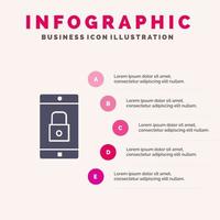 Application Lock Lock Application Mobile Mobile Application Solid Icon Infographics 5 Steps Presentation Background vector