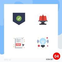 User Interface Pack of 4 Basic Flat Icons of check pdf document shield food idea Editable Vector Design Elements