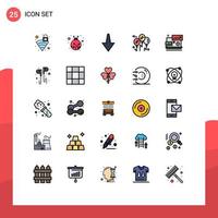 conjunto de 25 iconos modernos de la interfaz de usuario signos de símbolos para la computadora portátil de mano hacia abajo signo de dólar de inversión elementos de diseño vectorial editables vector