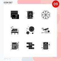 Pictogram Set of 9 Simple Solid Glyphs of analytics galaxy nature planets astronomy bullet Editable Vector Design Elements