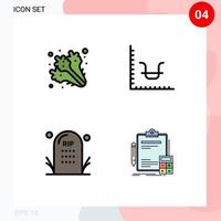 4 Filledline Flat Color concept for Websites Mobile and Apps diet death vegetables graph grave Editable Vector Design Elements