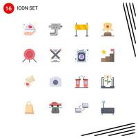 Pack of 16 Modern Flat Colors Signs and Symbols for Web Print Media such as target archery buildings ireland award Editable Pack of Creative Vector Design Elements
