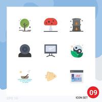 9 User Interface Flat Color Pack of modern Signs and Symbols of technology gadget energy devices power Editable Vector Design Elements