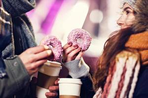 Young couple dating in the city photo