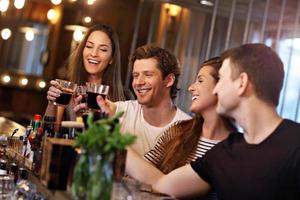 Group Of Friends Enjoying Meal In Restaurant photo