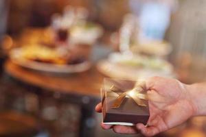 Tasty dishes on table in restaurant photo