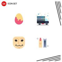 conjunto moderno de 4 iconos y símbolos planos, como la decoración, la transferencia de huevos, la belleza, los elementos de diseño vectorial editables vector