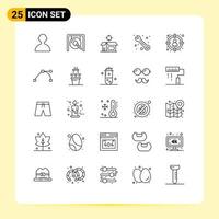 Line Pack of 25 Universal Symbols of select head box choose service Editable Vector Design Elements